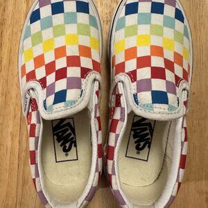 NEW Vans slip-on shoes in rainbow checkerboard